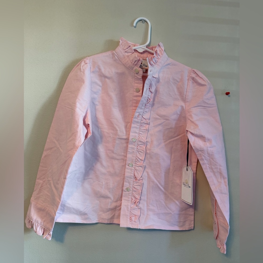 Classic Prep Pink Ruffled Kids Shirt